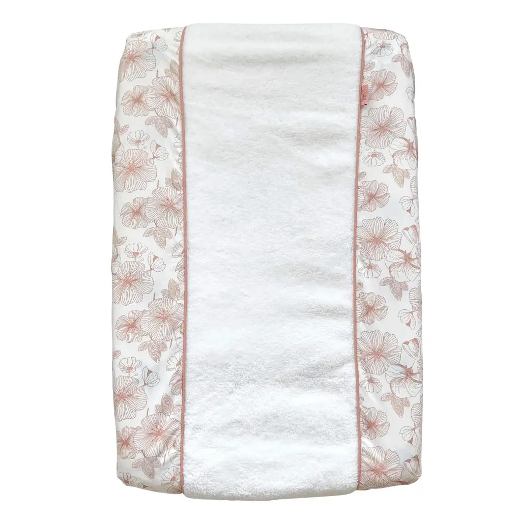 Housse matelas à langer Flower Powder | Blanc/Rose