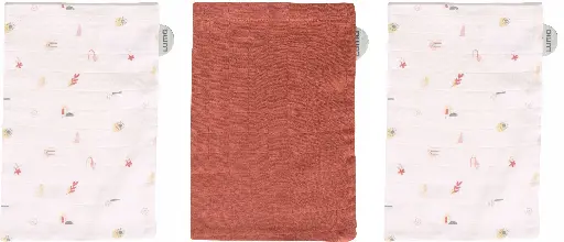 [0L050-27] Gants de toilette Hydrophile 3 Pièces Sunset Shapes | Multicolore