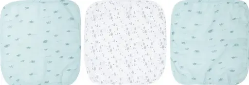 [0L053-20] Monddoekjes Tetra 3 Stuks 32x32cm Paper Boats | Blauw