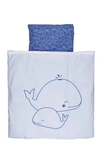 [01155-216] Dekbedovertrek 80x80cm Sea Life | Blauw