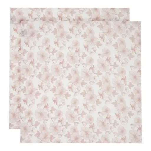 [01609-712] Lingettes Hydrophile 65x65cm 2 Pièces Flower Powder | Blanc/Rose