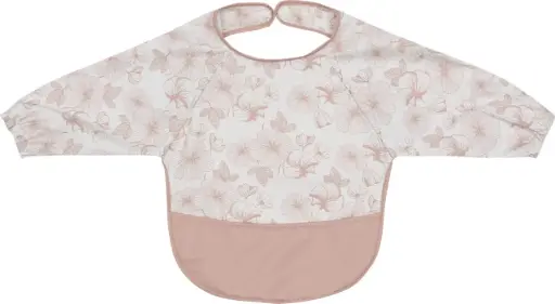 [01659-712] Bavoir Manches Longues Flower Powder | Blanc/Rose