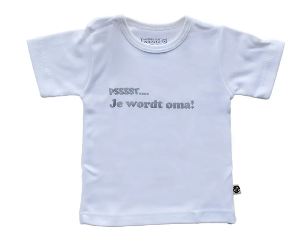 T-shirt 'Pssst ... je wordt oma' | Wit