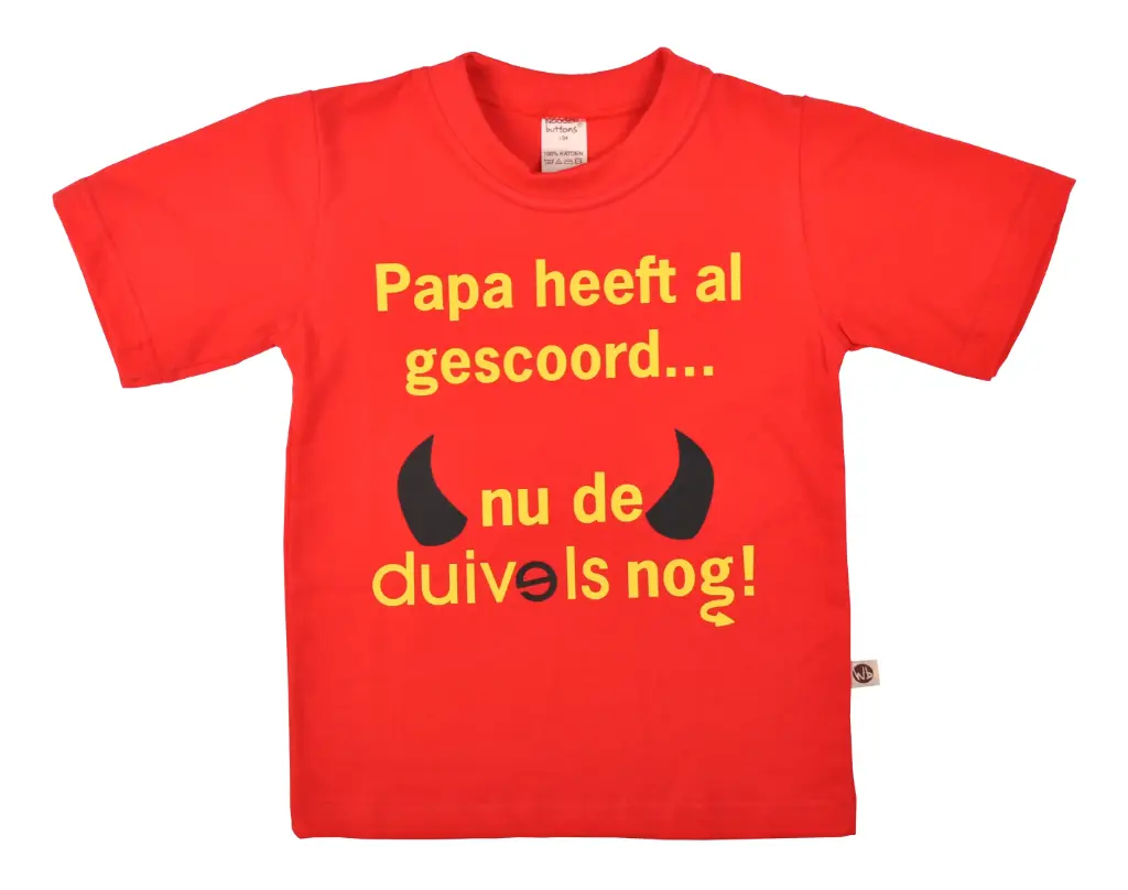 T-shirt Rode Duivels 'Papa heeft al gescoord ... nu de Duivels nog' | Rouge