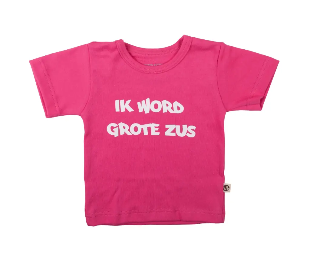 T-shirt 'Ik word grote zus' | Fuchsia