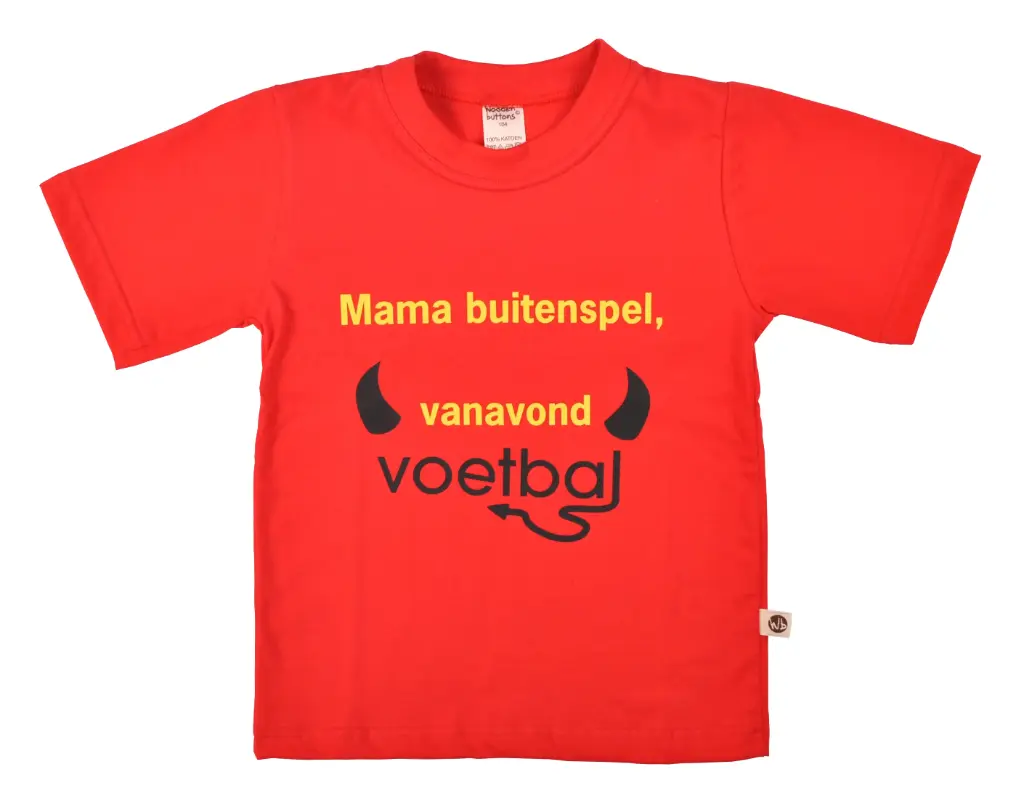T-shirt Rode Duivels 'Mama buitenspel, vanavond voetbal' | Rouge