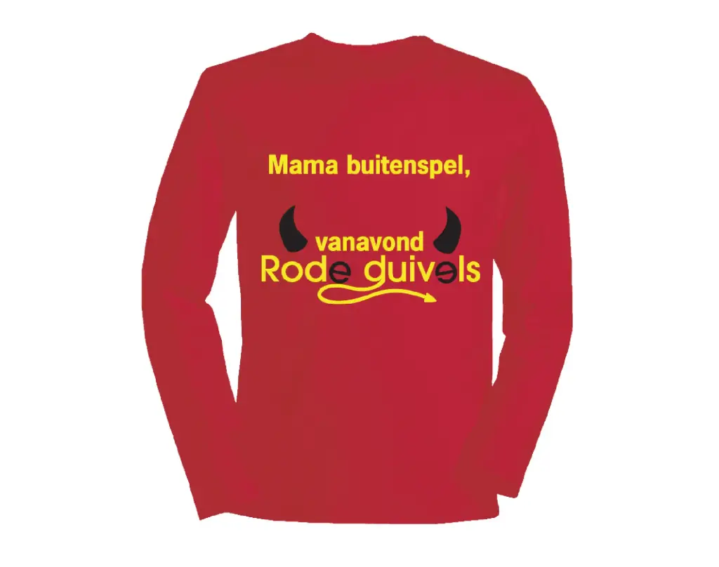 T-shirt Lange Mouwen Rode Duivels 'Mama buitenspel, vanavond voetbal' | Rood 