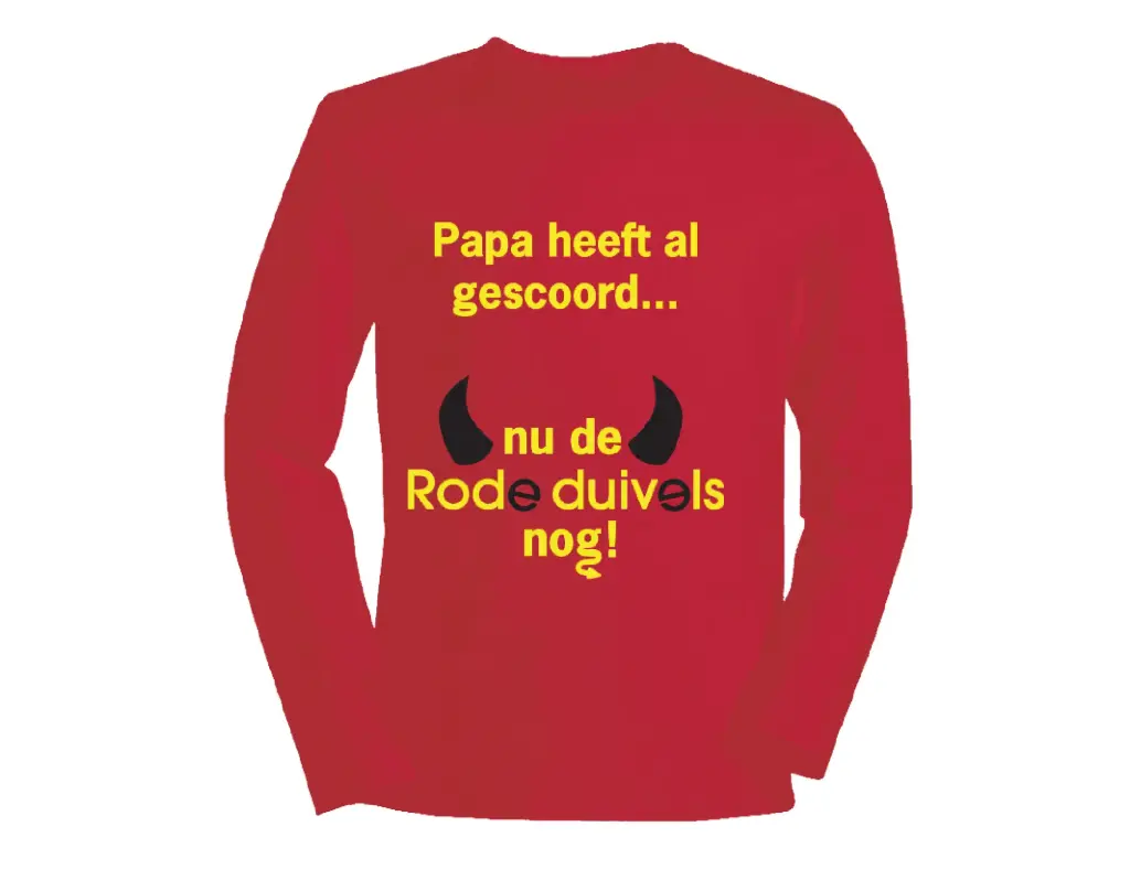 T-shirt à Manches Longues Rode Duivels 'Papa heeft al gescoord ... nu de Duivels nog' | Rouge