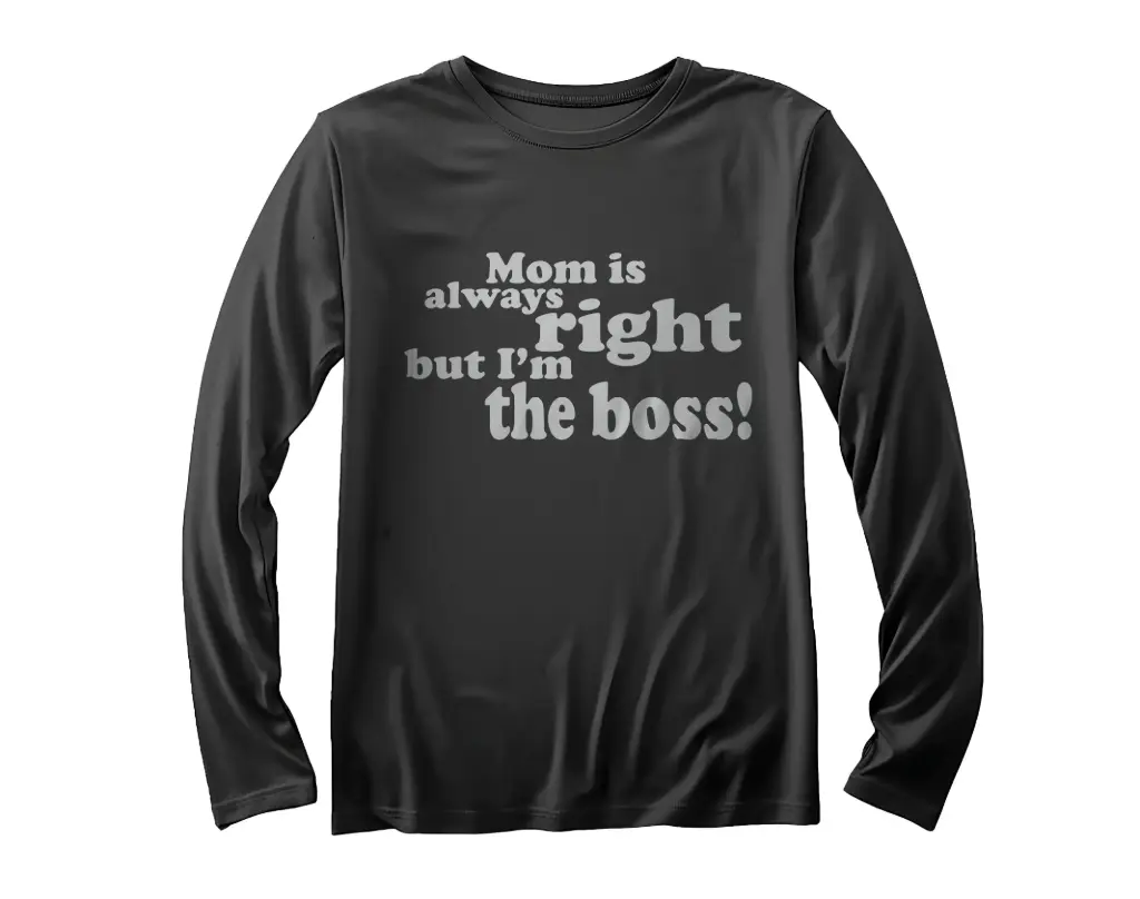 T-shirt Lange Mouw 'Mom is always right, but I'm the boss!' | Zwart
