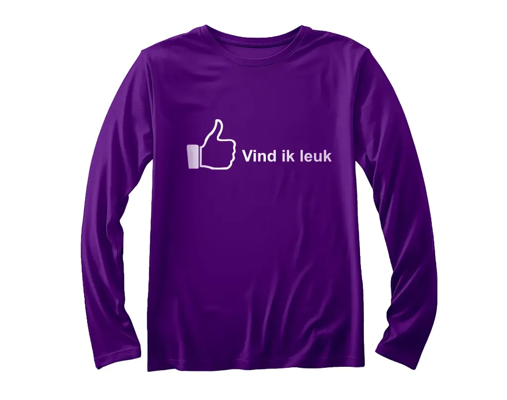 T-shirt Lange Mouw 'Vind ik leuk' | Paars