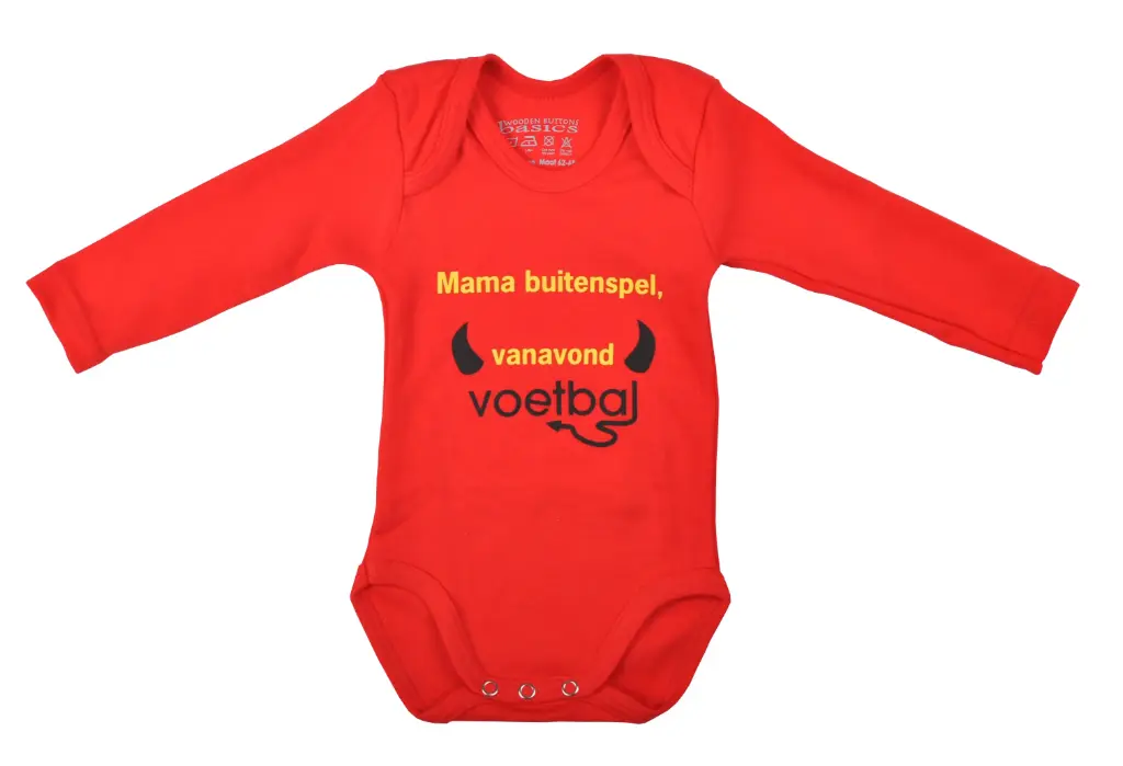 Romper Lange Mouwen Rode Duivels 'Mama buitenspel, vanavond voetbal' | Rood  