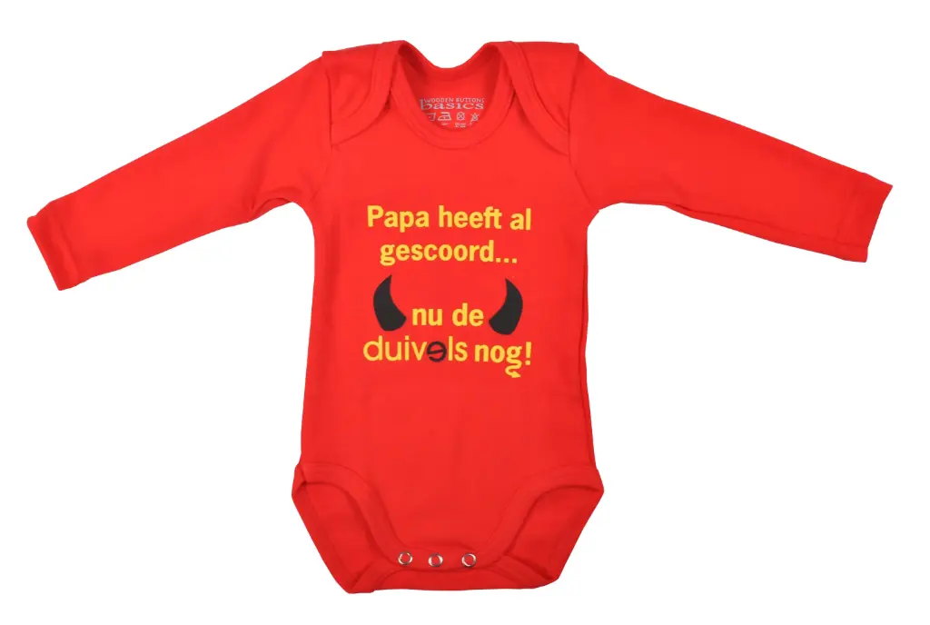 Romper Lange Mouw Rode Duivels 'Papa heeft al gescoord ... nu de Duivels nog' | Rood 