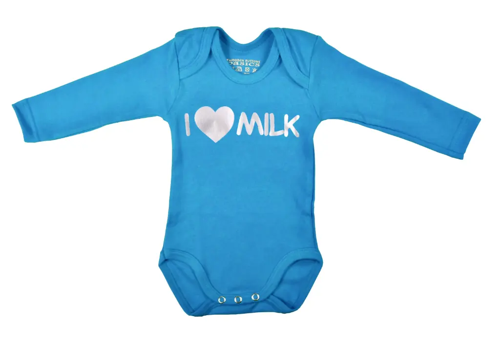 Romper Lange Mouw 'I love milk' | Turquoise 