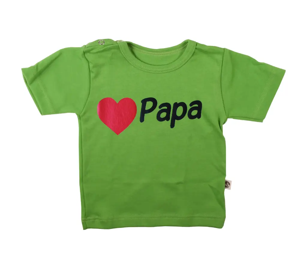 T-shirt 'I love papa' | Groen