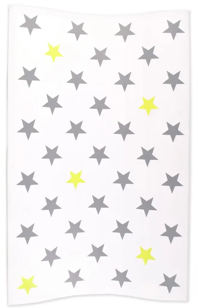 Matelas à langer 72x44cm Etoiles Argenté/Lime | Blanc