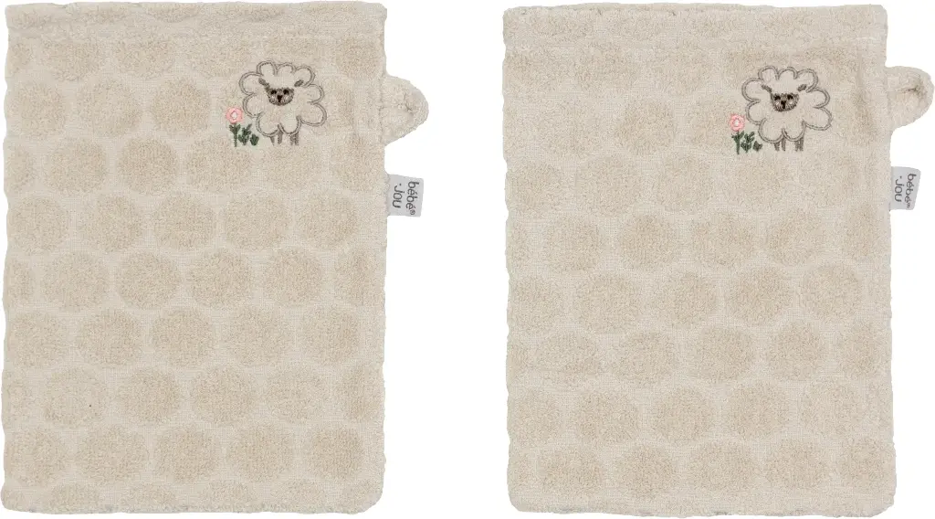 Wash mitts 2 Pieces Tiny Sheep | Ecru