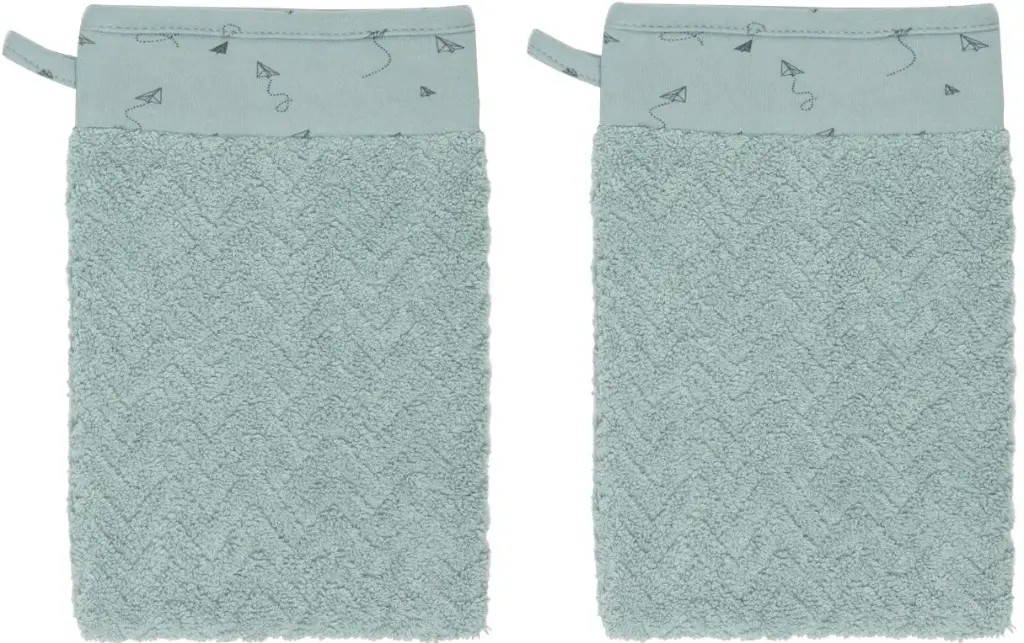 Washandjes 2 Stuks Fabulous Paper Planes | Groen