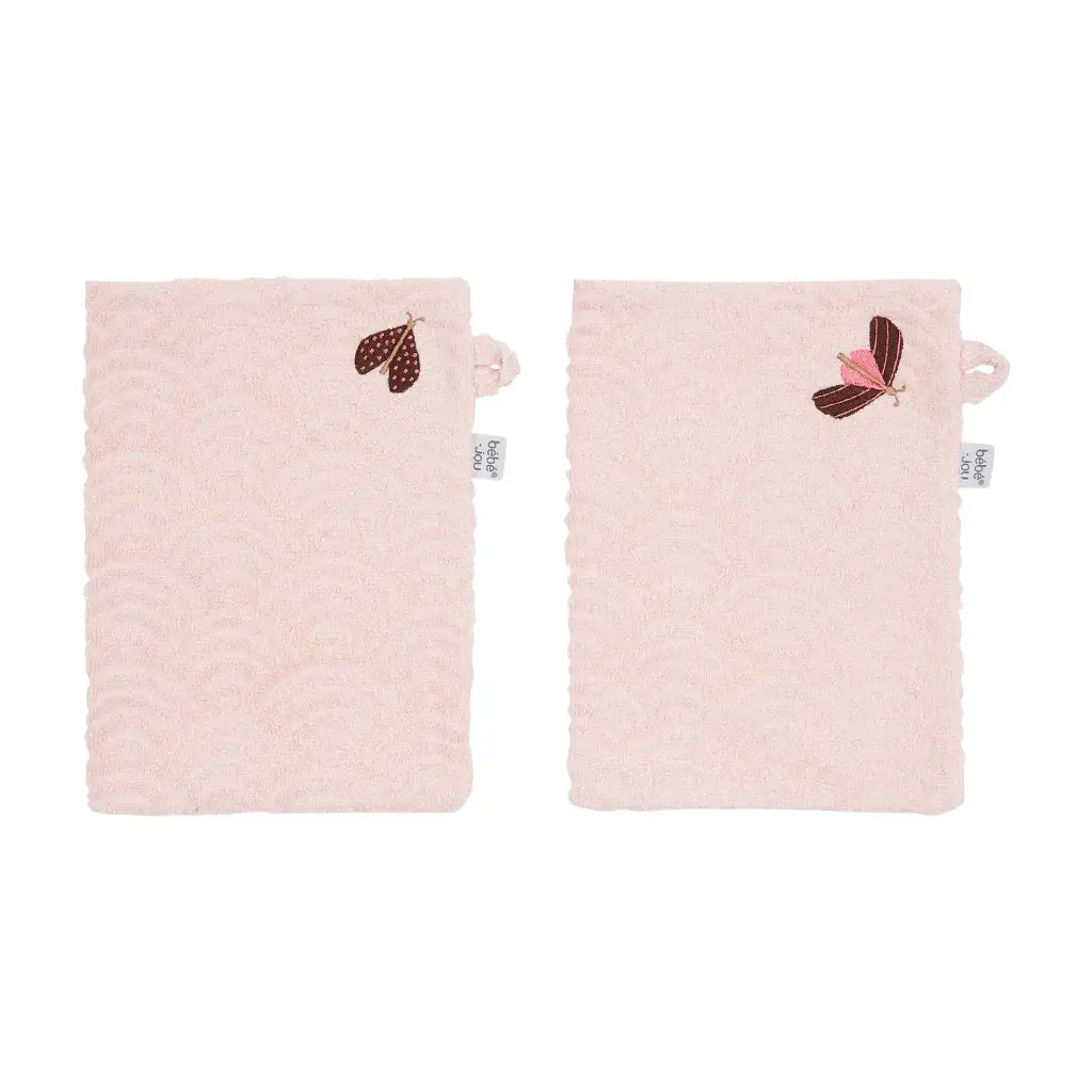 Wash mitts 2 Pieces Sweet Butterfly | Pink