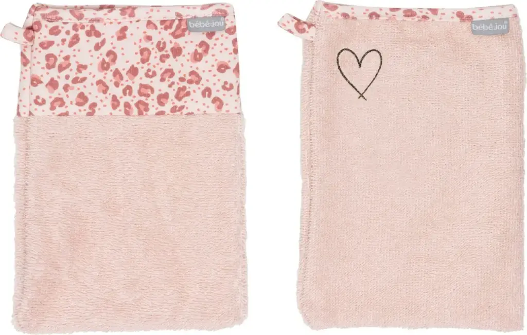 Washandjes 2 Stuks Leopard Pink | Roze