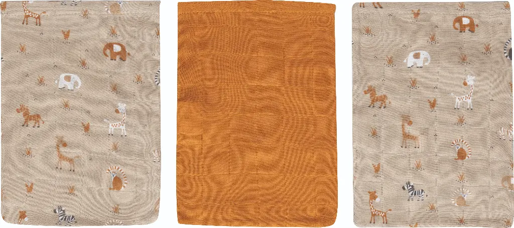 Wash mitts Muslin 3 Pieces Steppe | Taupe