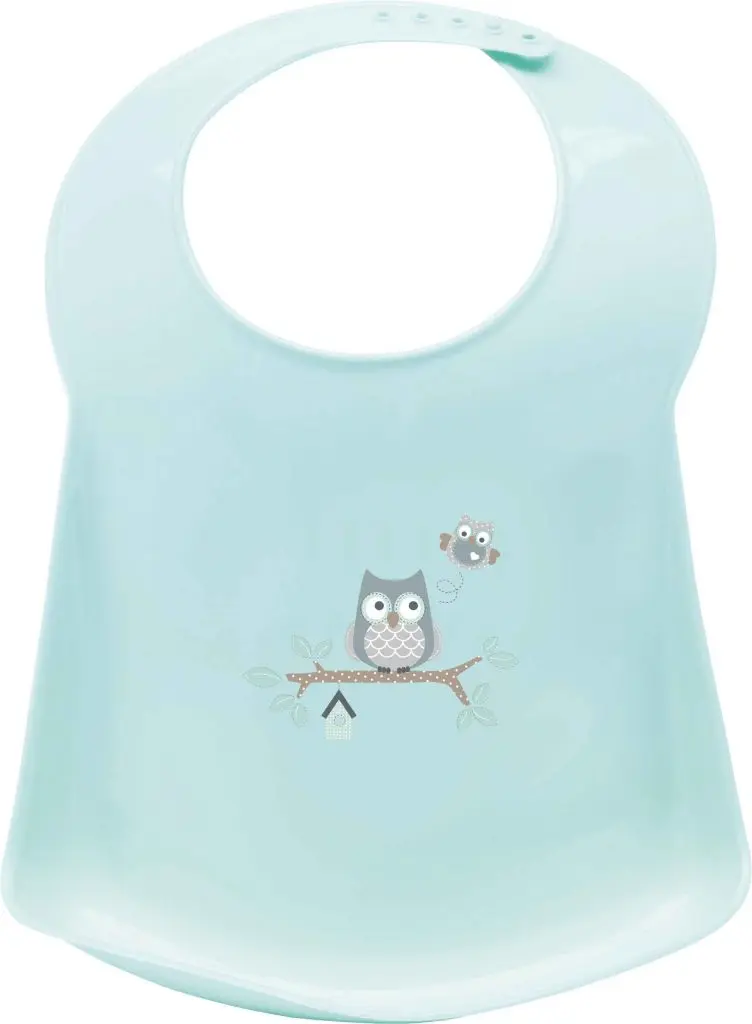 Bavoir plastique Owl Family | Menthe