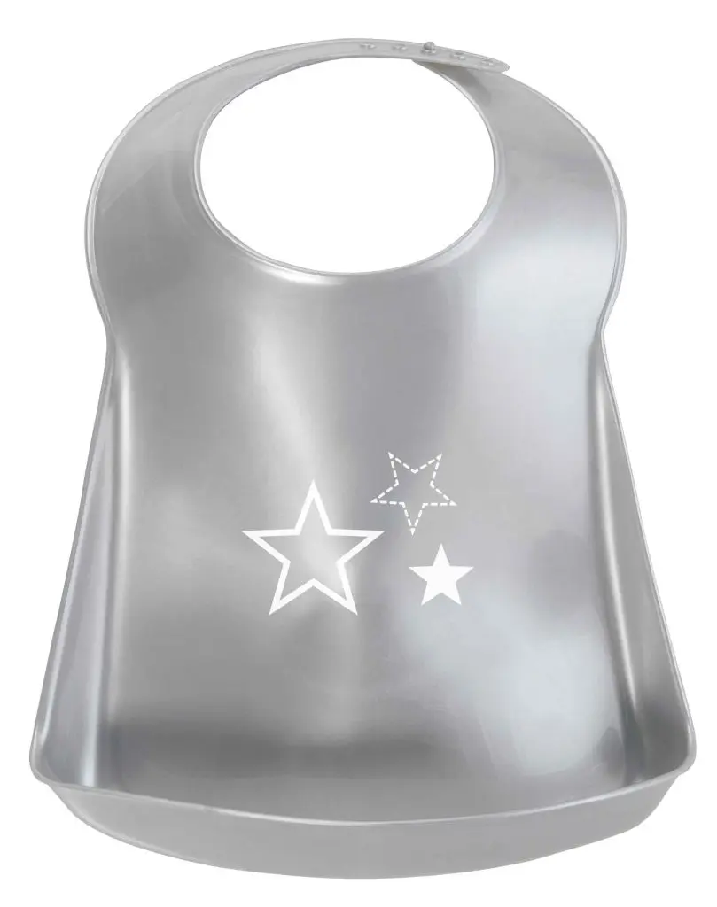 Bavoir plastique Silver Stars | Gris