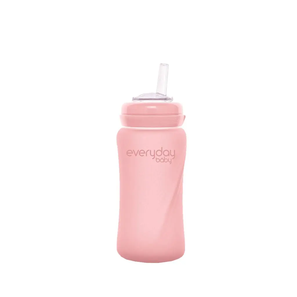 Beker Met Rietje Glas 240ml Rose Pink | Roze
