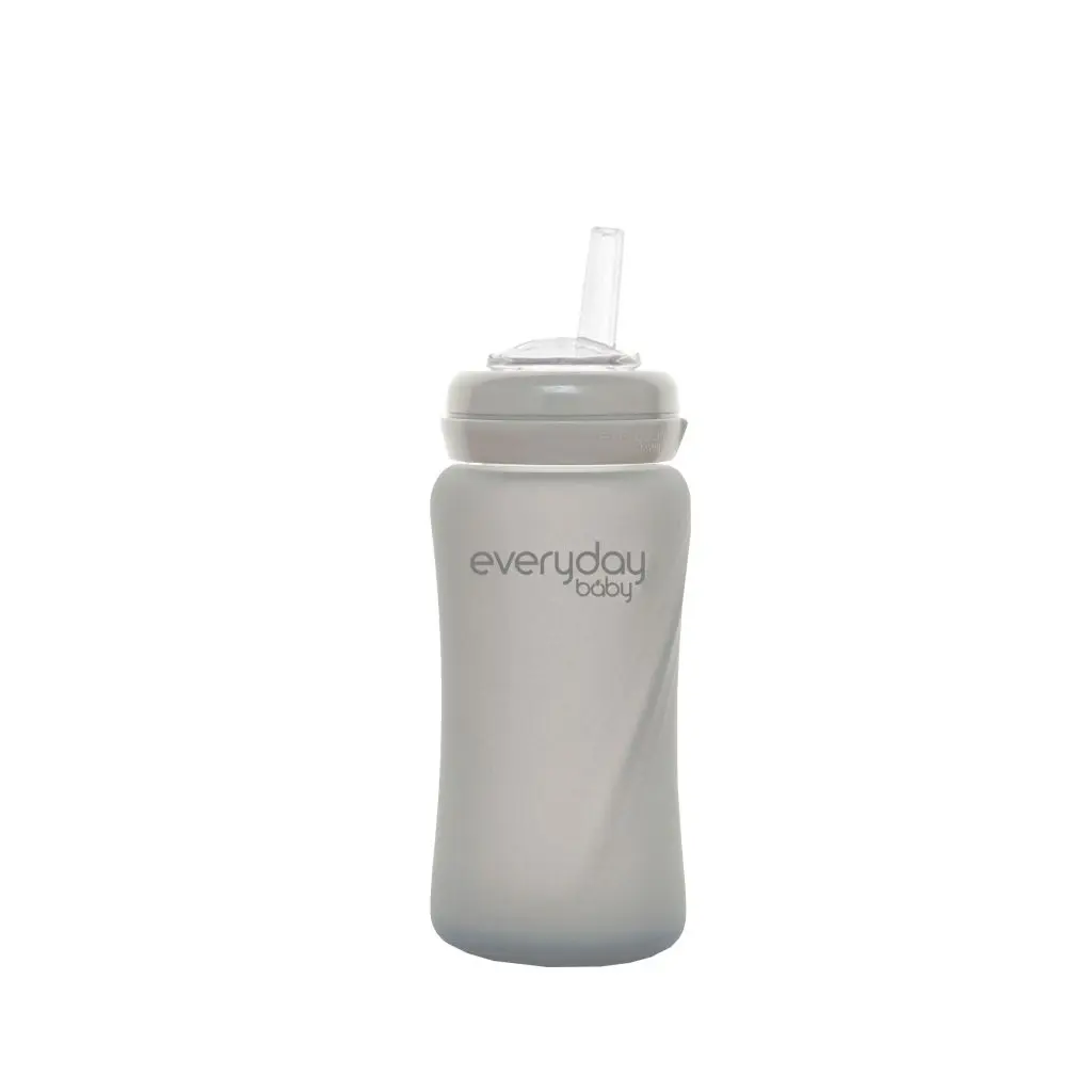 Beker Met Rietje Glas 240ml Quiet Grey | Grijs