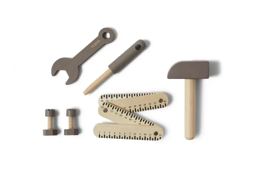 Wooden tool set 8 Pieces Dusty Brown | Brown