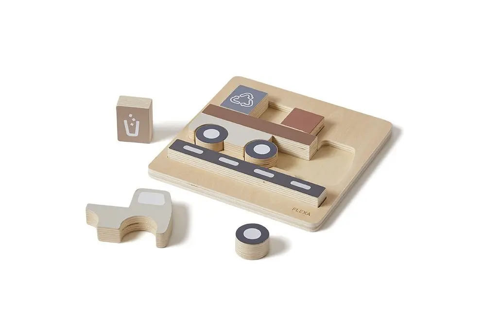 Houten Puzzel Vrachtwagen 9 Stuks Multicolor | Meerkleurig