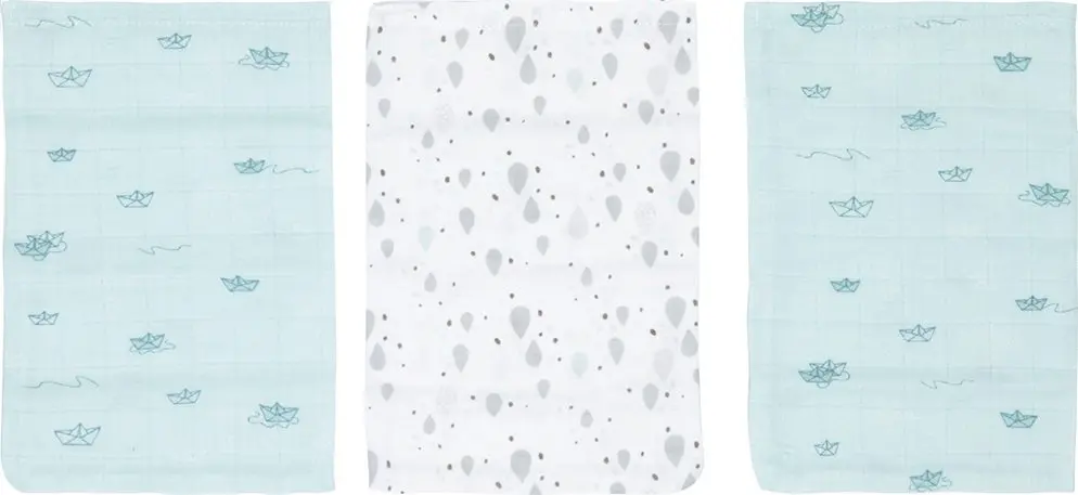 Washandjes Tetra 3 Stuks Paper Boats | Blauw