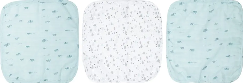 Mouchoirs Hydrophile 32x32cm 3 Pièces Paper Boats | Bleu