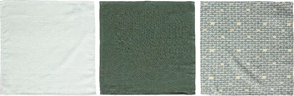 Face cloths Muslin 32x32cm 3 Pieces Bow Deco | Green
