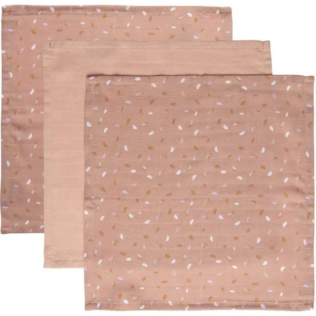 Face cloths Muslin 32x32cm 3 Pieces Half Moon | Pink
