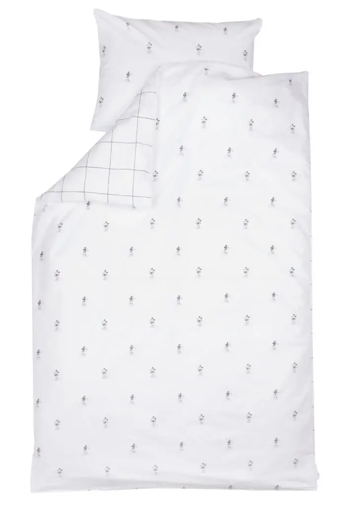 Housse de couette 100x140cm Mickey | Blanc/Noir