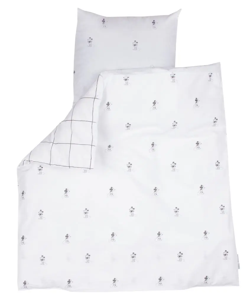 Housse de couette 80x80cm Mickey | Blanc/Noir
