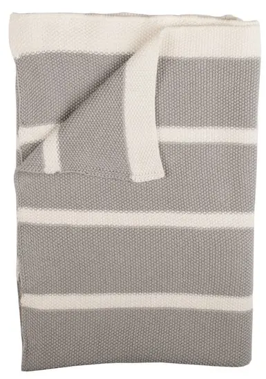 Deken Gebreid 75x100cm Striped Grey/Offwhite | Grijs