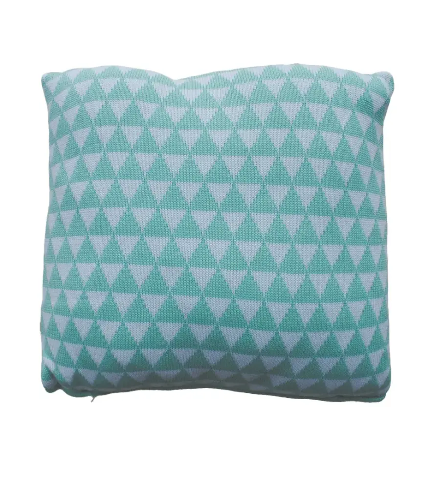Coussin Tricoté 40x40cm Triangle | Vert
