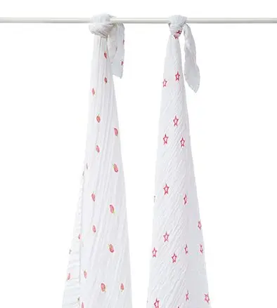 Lingettes Hydrophiles 120x120cm 2 Pièces Star Strawberry | Multicolore