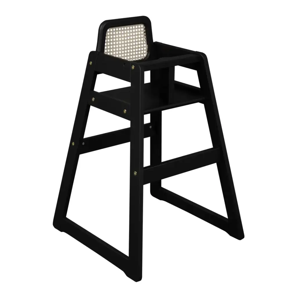 Hoge Stoel Rattan Black Wash | Zwart