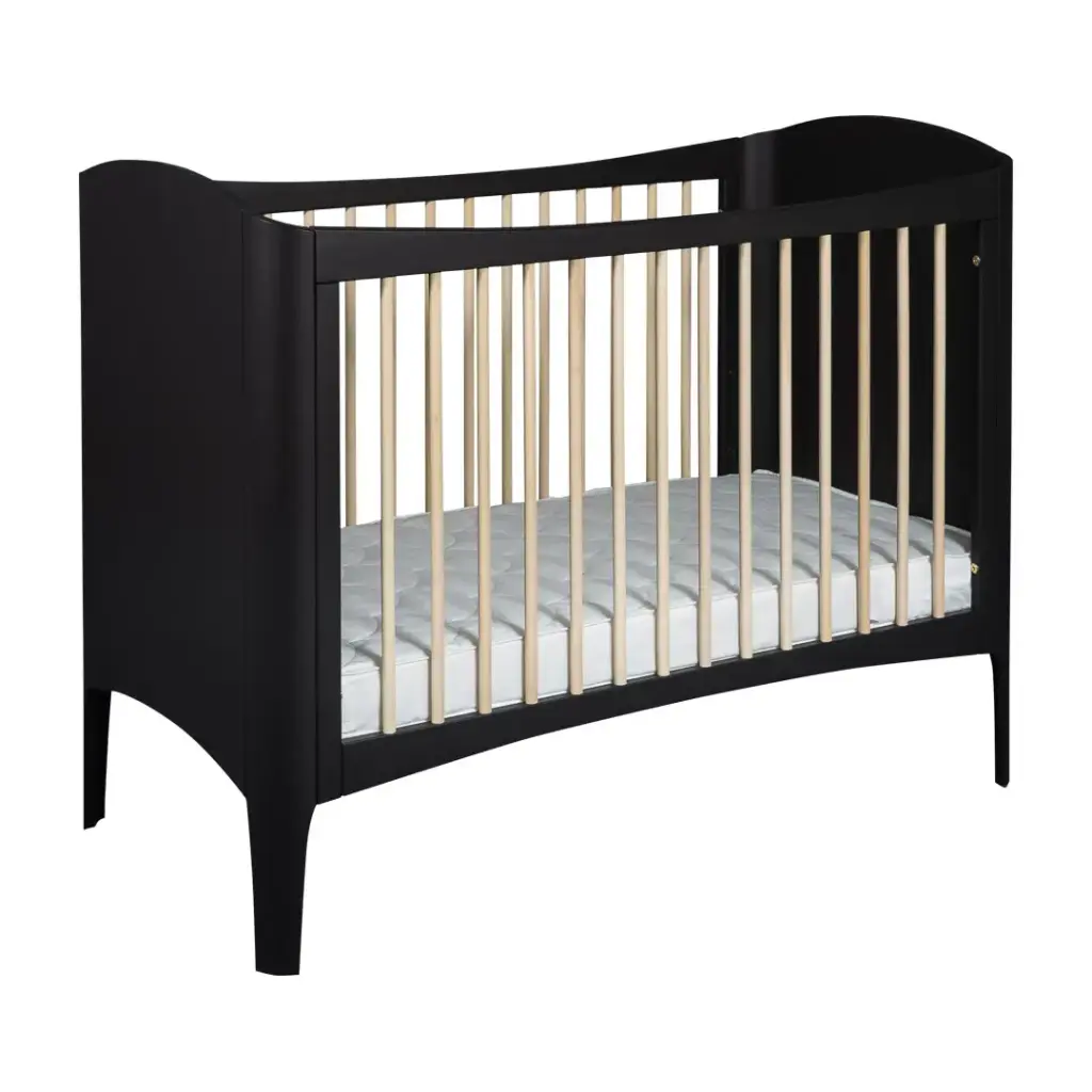 Bed 60x120cm Wave Black Satin/Wax | Zwart