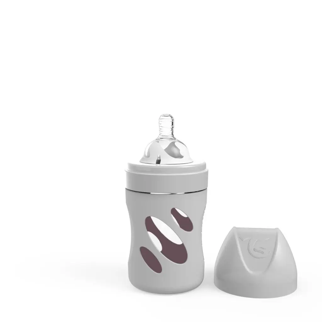 Baby bottle Glass 180ml Pastel Grey | Grey