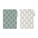 Washandjes Tetra 2 Stuks Sticky Stripes | Offwhite/Groen