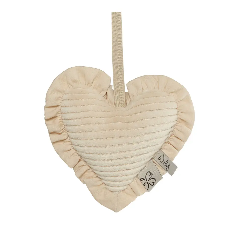 Attache-sucette Coeur Velvet Rib Soft Sand | Ecru