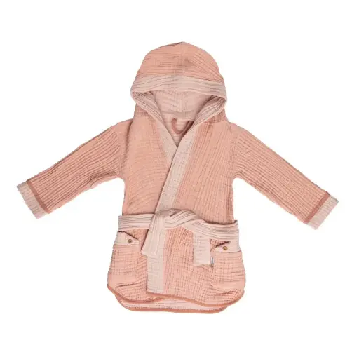 [03016-128] Bathrobe Muslin Pure Cotton Pink | Pink