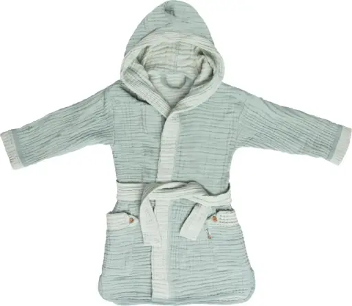 [03016-129] Bathrobe Muslin Pure Cotton Green | Green