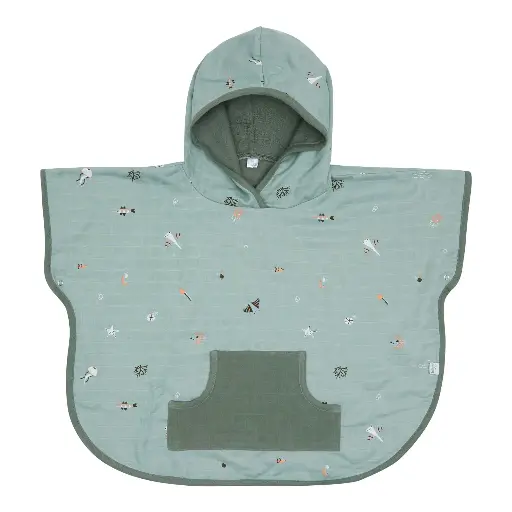 [03017-022] Poncho Muslin Ocean Vibes | Green