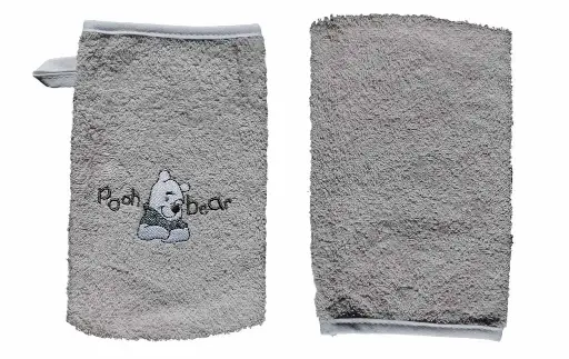 [03011-62] Wash mitt Pooh Bear Grey | Grey