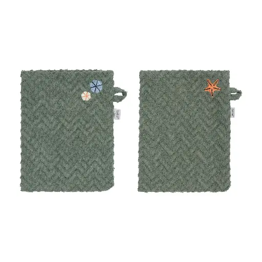 [03032-022] Wash mitts 2 Pieces Ocean Vibes | Green