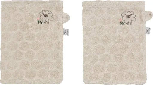 [03032-023] Wash mitts 2 Pieces Tiny Sheep | Ecru